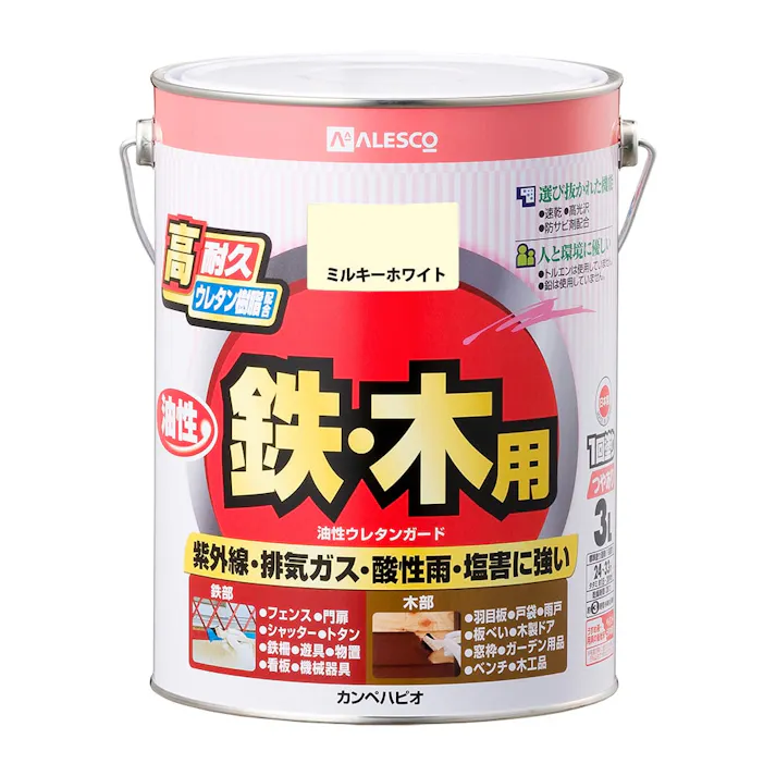 油性ウレタンガード 鉄・木用 ミルキーホワイト 3L【別送品】