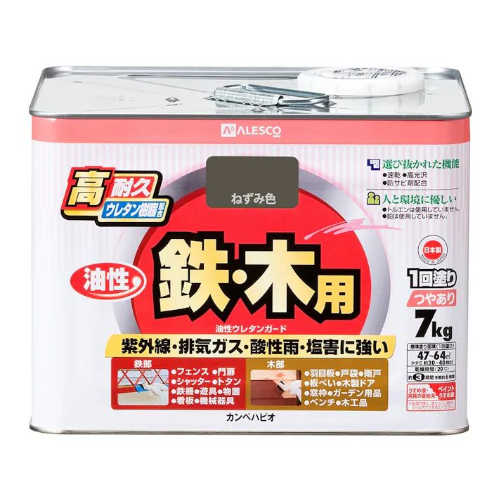 油性ウレタンガード 鉄・木用 ねずみ色 7kg【別送品】