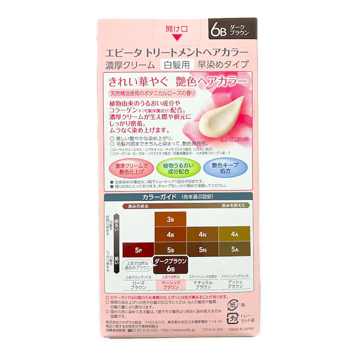 カネボウ エビータ トリートメントヘアカラー 6B 90g