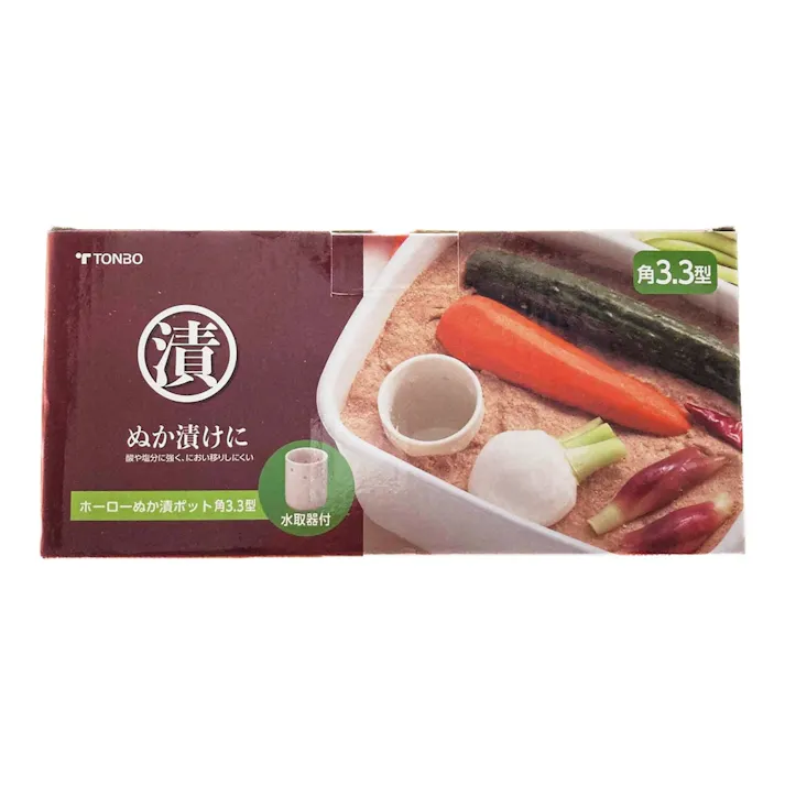 ホーローぬか漬けポット 角 3.3L 水取器付