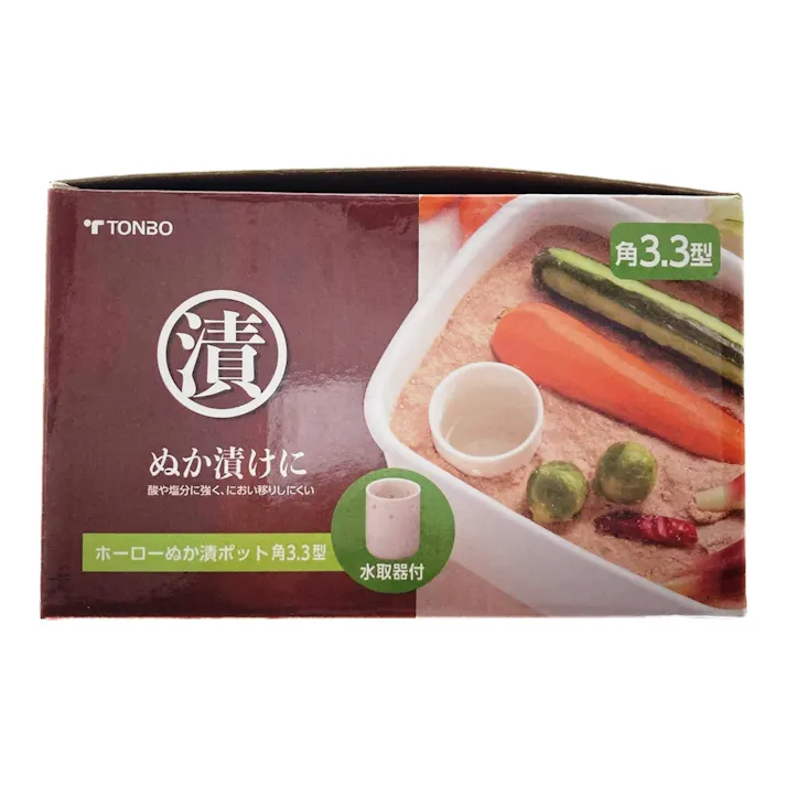 ホーローぬか漬けポット 角 3.3L 水取器付