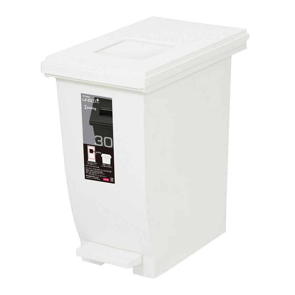 ユニード＋パッキン付プッシュ＆ペダル 30L オフホワイト | ゴミ箱