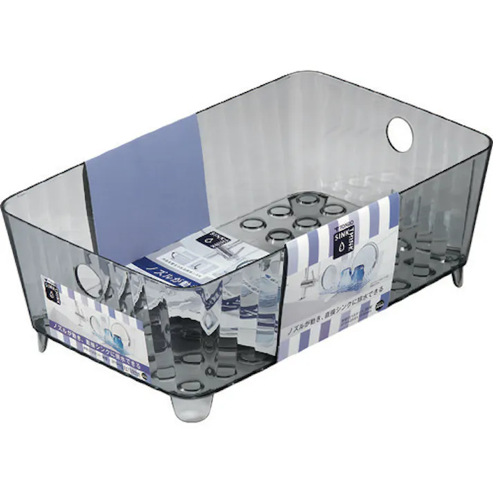 【CAINZ-DASH】新輝合成 シンクシンク水切りバスケット38型 クリアブラック 03001【別送品】