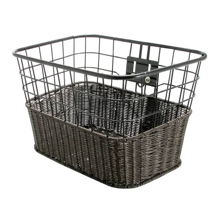 ワイヤー&籐風カゴ 一般用 ブラック/ブラウン 48425