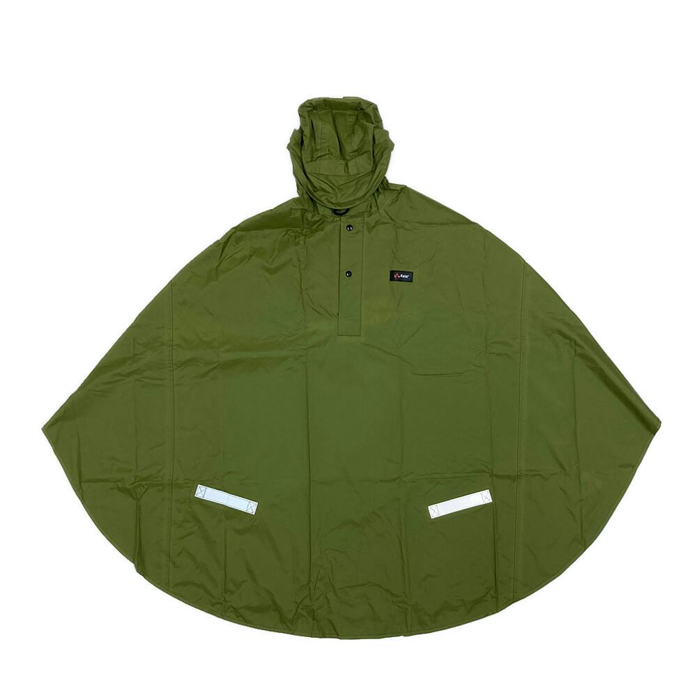 膝が濡れないレインポンチョ クロスカーキ KW-900KH 73915 | サイクル