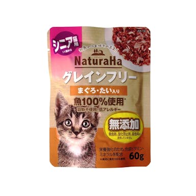 ナチュラハ グレインフリー まぐろ・たい入り シニア猫用 60g