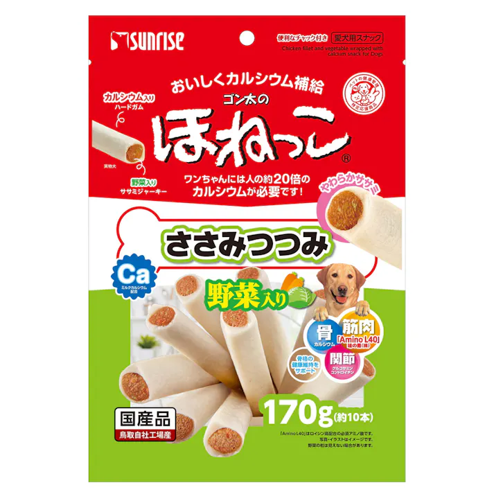 サンライズ ゴン太のほねっこ ささみつつみ 野菜入り 170g (約10本)