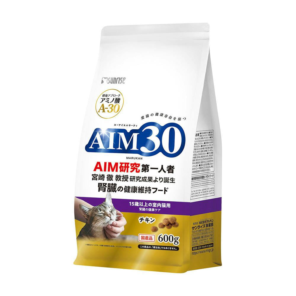 AIM30 猫用フード 腎臓の健康維持 チキン 6kg 600ｇ×10個セット AIM30 15歳以上の室内猫用 腎臓の健康ケア チキン 600g