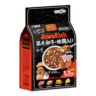 マルカン サンライズ じゅわリッチ 黒毛和牛・地鶏入り 成犬用 やわらか小粒 小分パック5袋入 1.7kg