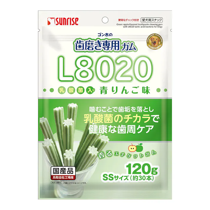マルカン ゴン太の歯磨き専用ガム L8020乳酸菌 青りんご味 120g