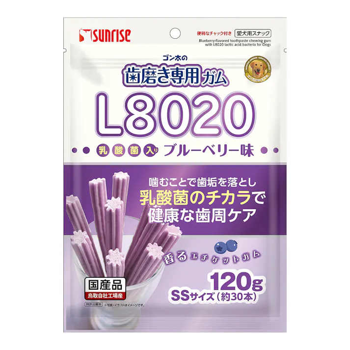 マルカン ゴン太の歯磨き専用ガム L8020乳酸菌入り ブルーベリー味 120g