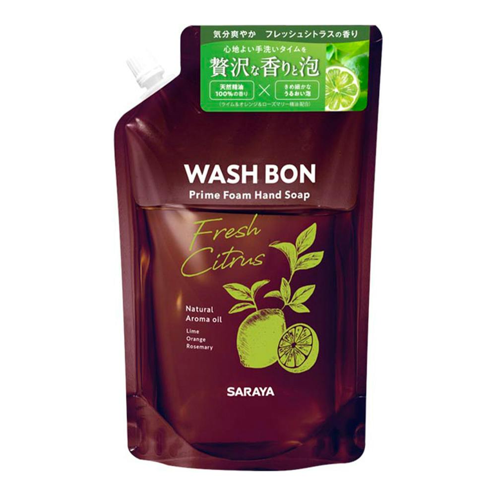 サラヤ WASH BON プライムフォーム ハンドソープ フレッシュシトラス 詰替 500ml ハンドソープ サラヤ WASH BON プライムフォーム ハンドソープ フレッシュシトラス 詰替 500ml ハンドソープ