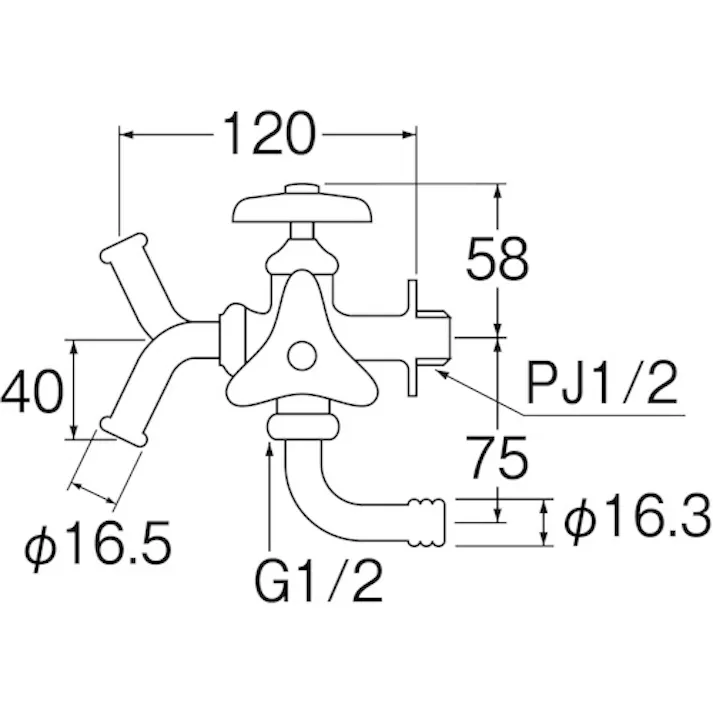 【CAINZ-DASH】SANEI 万能二口横水栓 呼び13用 散水ホース接続 日本製 F12A-13【別送品】
