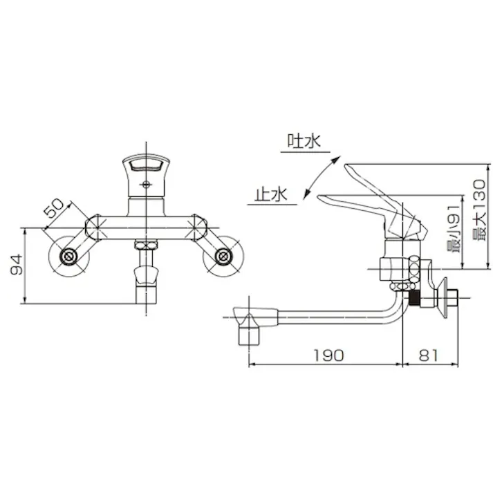 【CAINZ-DASH】SANEI シングル混合栓 キッチン用 オールメッキ パイプの長さ190mm K17110ED-13【別送品】