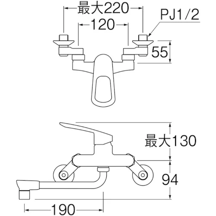 【CAINZ-DASH】SANEI シングル混合栓 キッチン用 オールメッキ パイプの長さ190mm K17110ED-13【別送品】