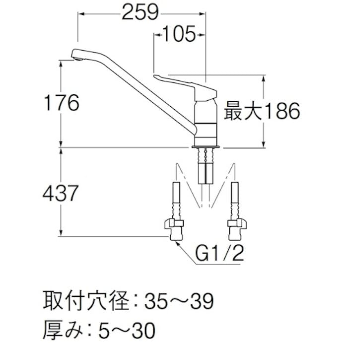【CAINZ-DASH】ＳＡＮＥＩ シングルワンホール混合栓 K87110ETJV-13【別送品】