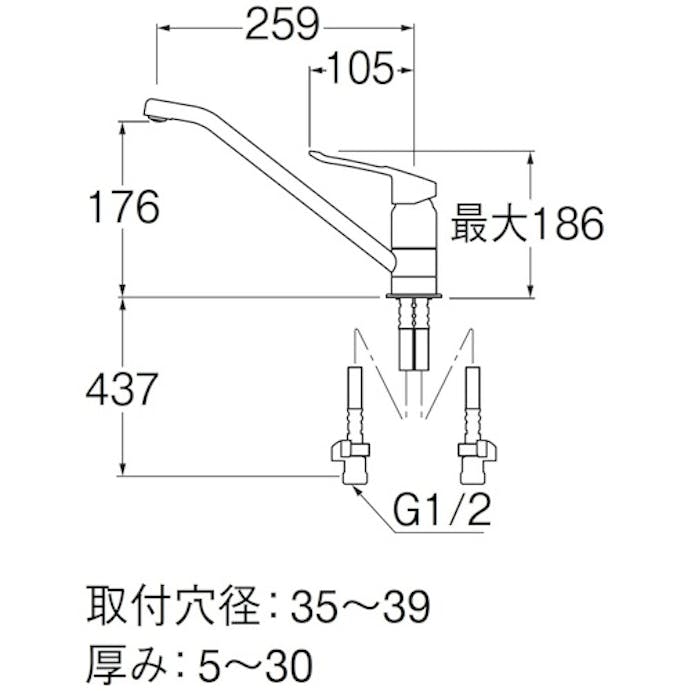 【CAINZ-DASH】ＳＡＮＥＩ シングルワンホール混合栓 K87110ETJK-13【別送品】