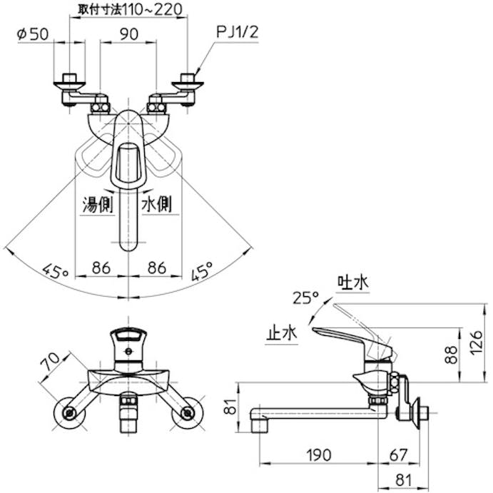 【CAINZ-DASH】ＳＡＮＥＩ シングル混合栓 K1712E2-13【別送品】