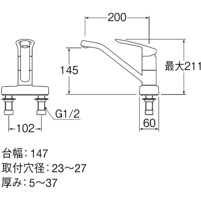 【CAINZ-DASH】ＳＡＮＥＩ シングル台付混合栓 K77CEV-13【別送品】