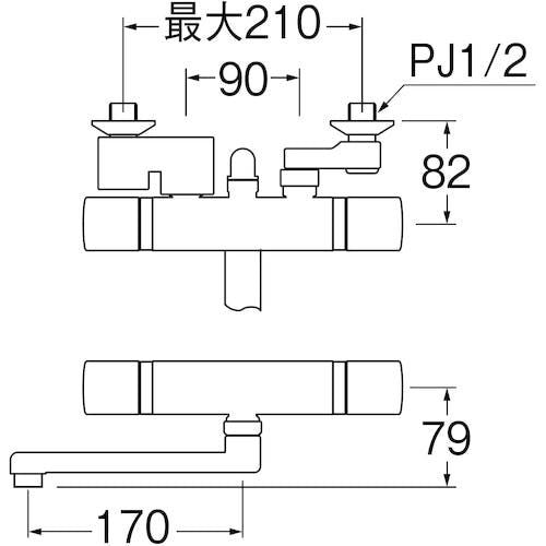 CAINZ-DASH】SANEI サーモシャワー混合栓 ホース長さ1．6m