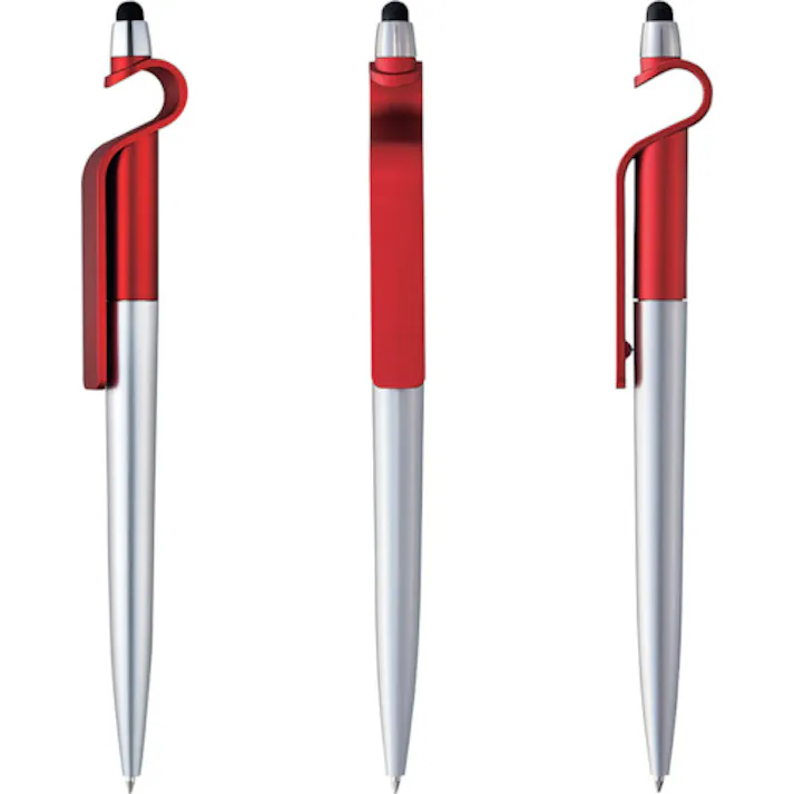 【CAINZ-DASH】セキセイ スマホスタンド+タッチペン+ボールペン スマタテペン レッド LA-6688-20【別送品】