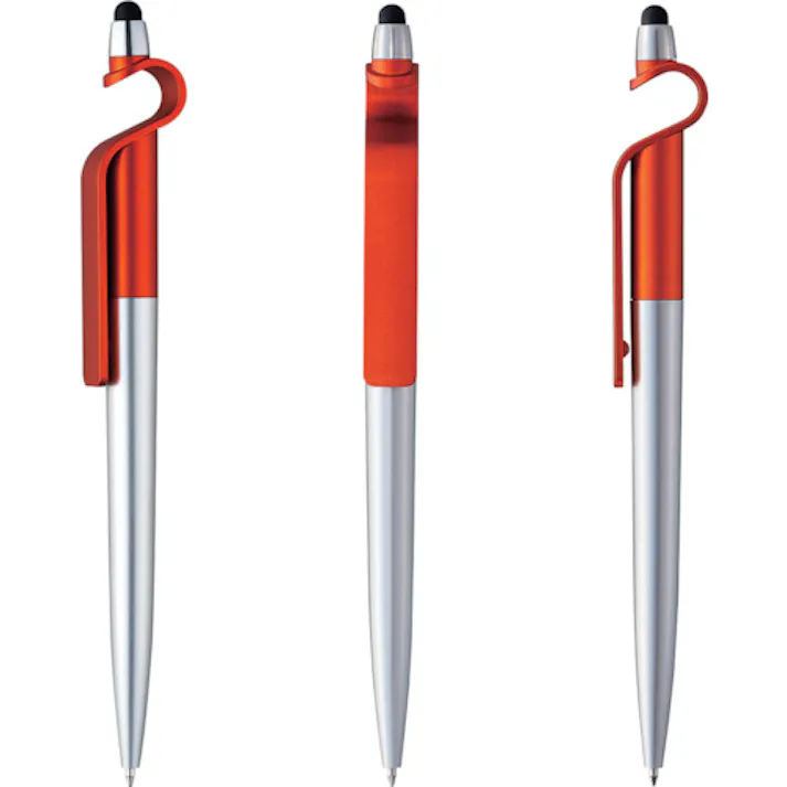 【CAINZ-DASH】セキセイ スマホスタンド+タッチペン+ボールペン スマタテペン オレンジ LA-6688-51【別送品】