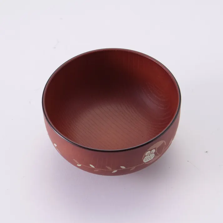 総木目汁椀 総ブラウン ふくろう