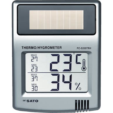 【CAINZ-DASH】佐藤計量器製作所 ソーラーデジタル温湿度計　ＰＣ－５２００ＴＲＨ（１０５０－１０） PC-5200TRH【別送品】