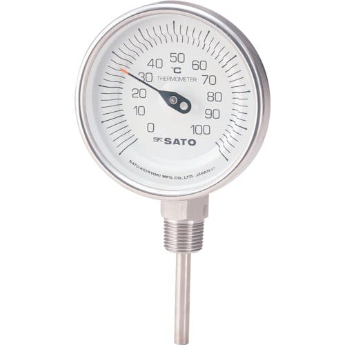 佐藤計量器製作所 バイメタル温度計 BM-S-90S （0〜100℃、L=150mm、 R