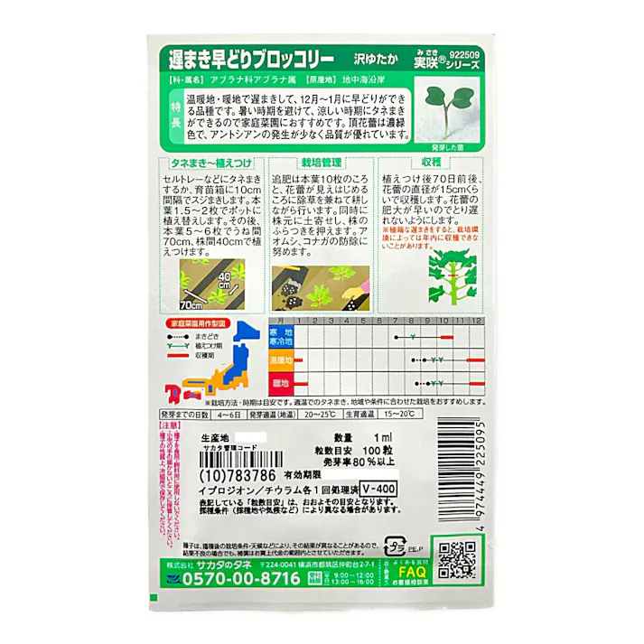 遅まき早どりブロッコリー 沢ゆたか