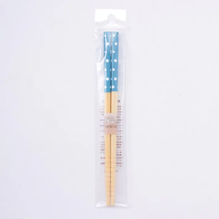 子供用食器 白竹子供箸 水玉(青)16.5cm
