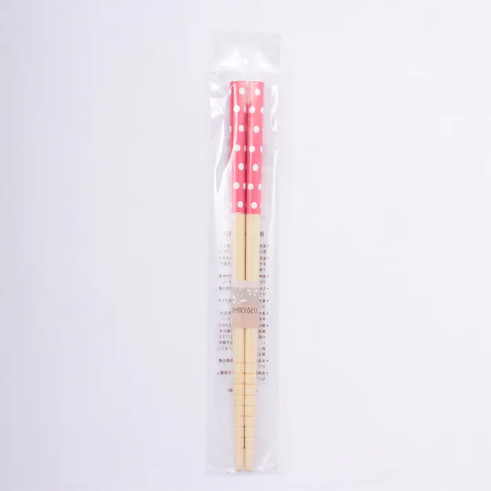 子供用食器 白竹子供箸 水玉(ピンク)16.5cm