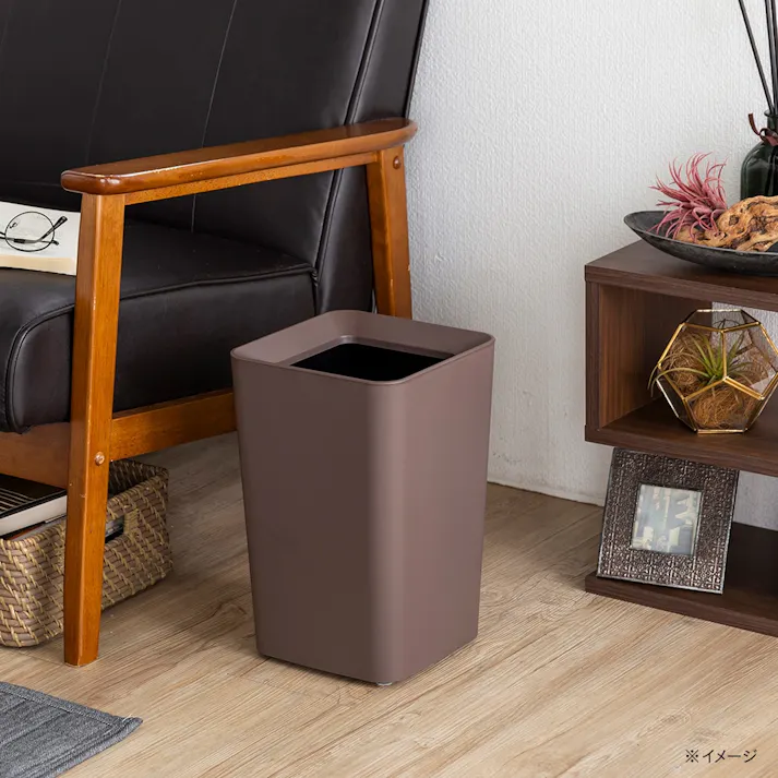 袋を丸ごと隠せるくず入れ 角 6.6L ブラウン