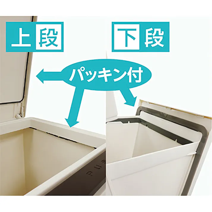 分別ダストボックス パッキン付き2段 スリム 38L ホワイト(販売終了)
