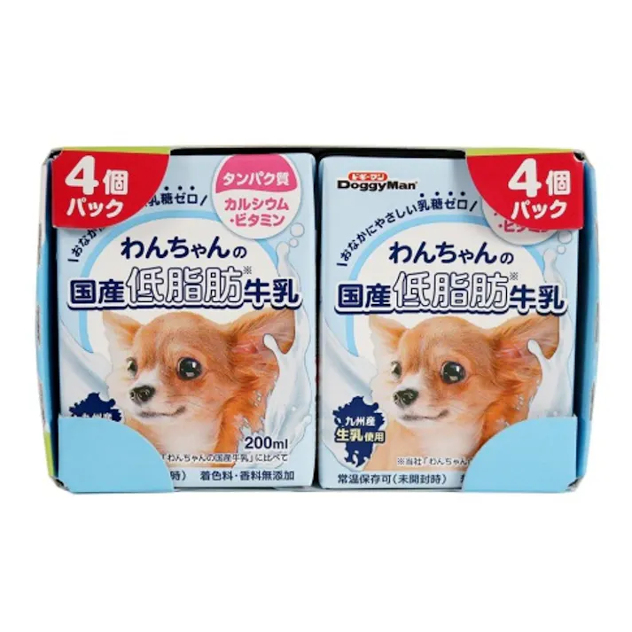 わんちゃんの国産低脂肪牛乳 200ml×4個パック