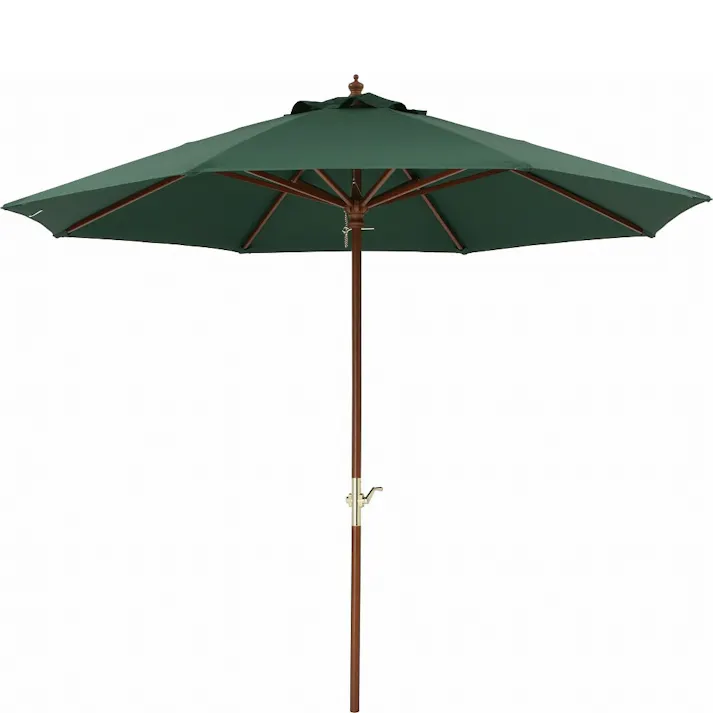 ウッドパラソル 2.7m クランク付 木製 グリーン 直径270×高さ257cm PAS-27GCR【別送品】