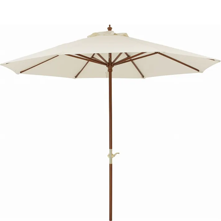 ウッドパラソル 2.7m クランク付 木製 ベージュ 直径270×高さ257cm PAS-27BCR【別送品】