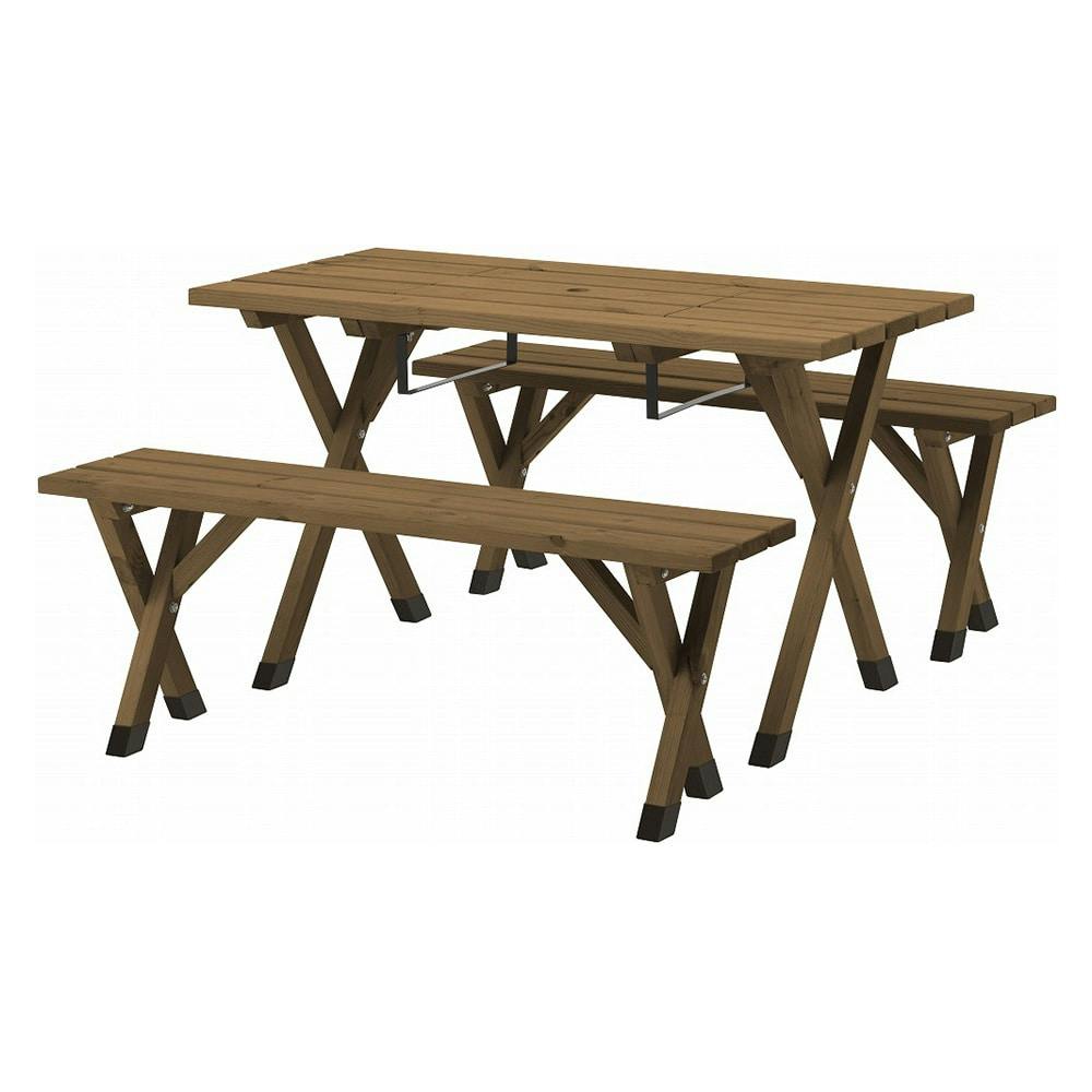 ウッド ピクニック テーブル セット - テーブル/チェア
