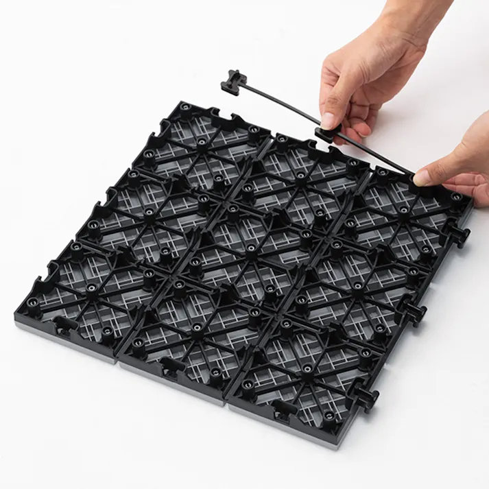 敷くだけプラデッキタイル調 グレー