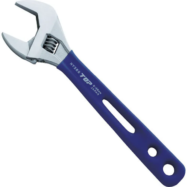 【CAINZ-DASH】トップ工業 薄型軽量ワイドモンキレンチ エコワイド 250mm グリップ付 HY-36G【別送品】