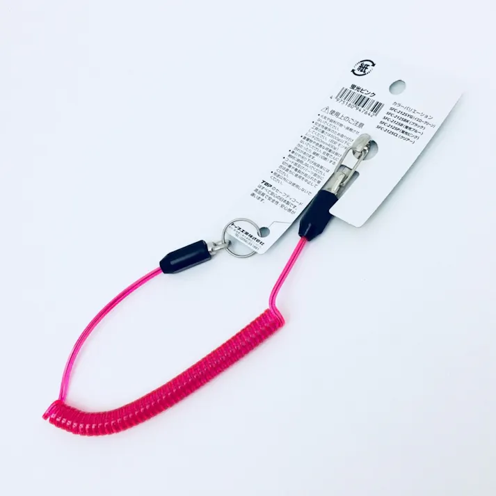 TOP スリム四角コイルセーフティコード Hisqare 蛍光ピンク SFC-212SP