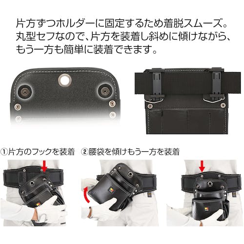 CAINZ-DASH】TJMデザイン セフツイン腰袋 本革 2段小 SFKBK-2S2H