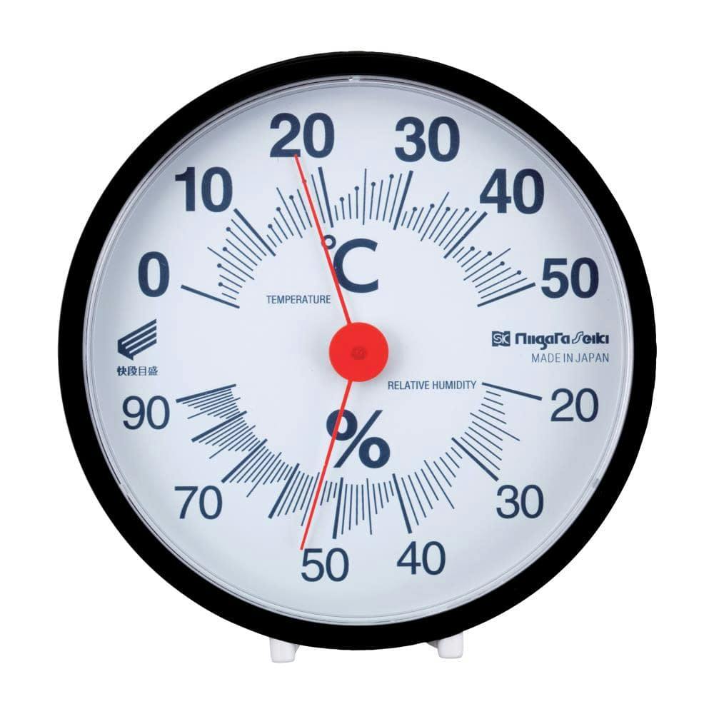 SK 温湿度計 快段目盛 丸型 黒 SK-1712KD