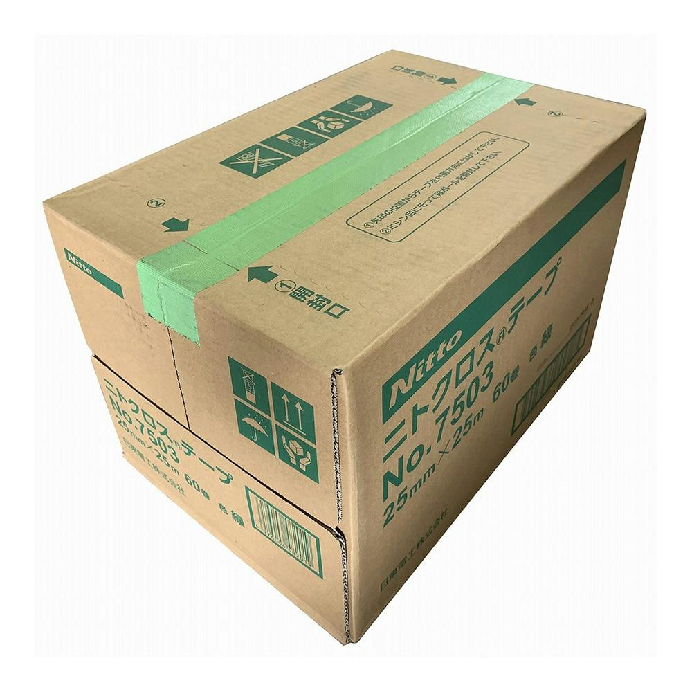テープノリ ケース販売】日東 ニトクロステープ ＃7503 緑 25mm×25m 大箱売り