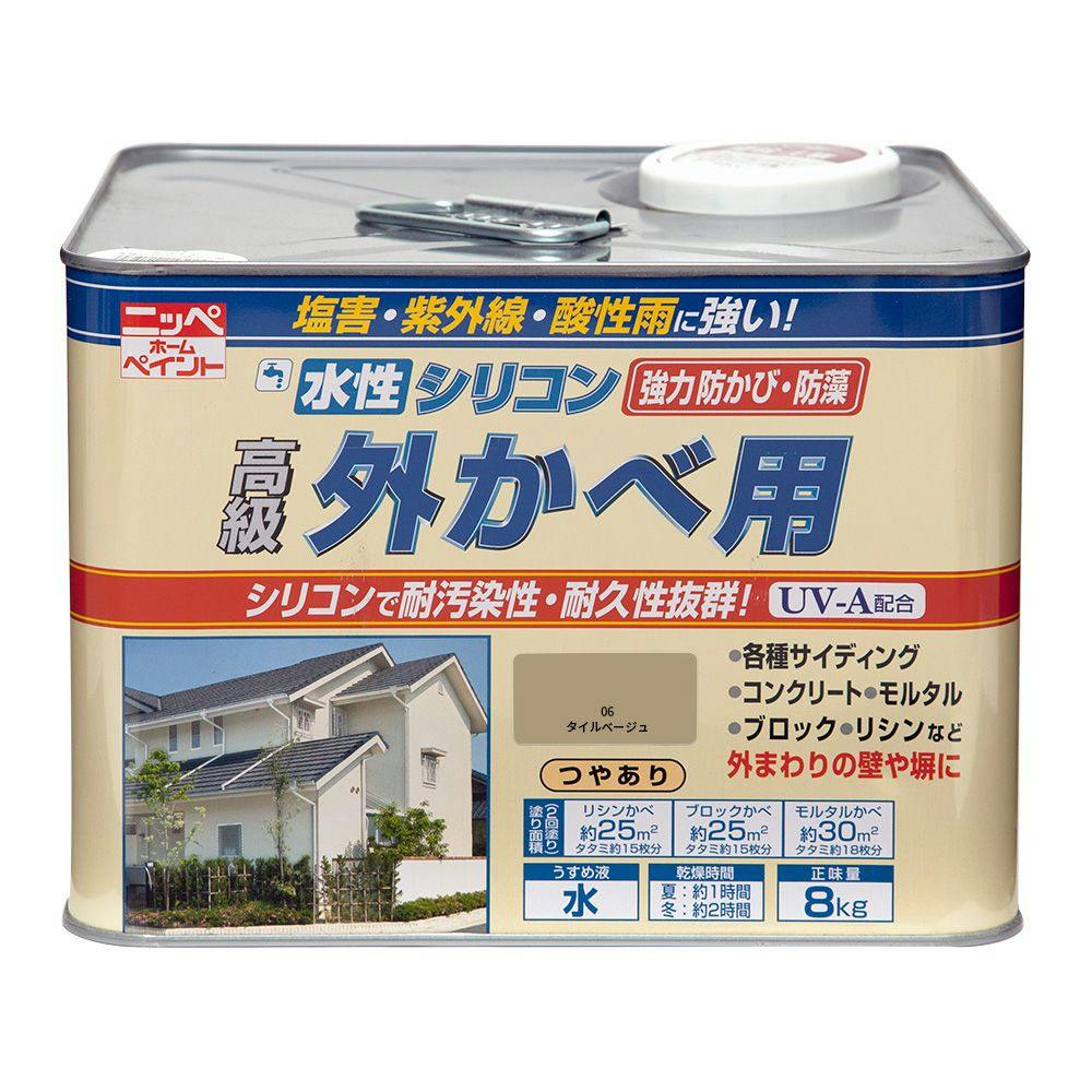 ニッペホームプロダクツ 水性シリコン外かべ用 06タイルベージュ 8kg