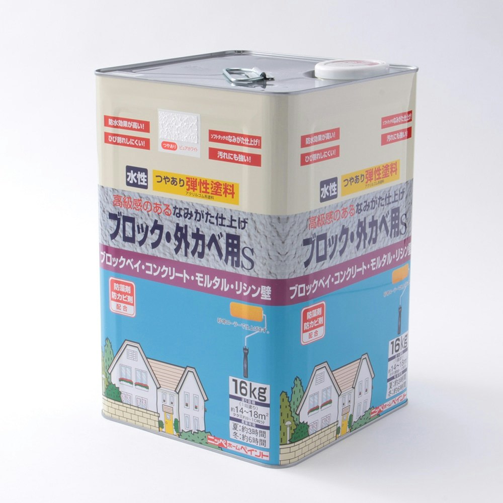 ニッペ 水性ブロック外カベ用S ピュアホワイト 16kg【別送品】｜ホームセンター通販【カインズ】