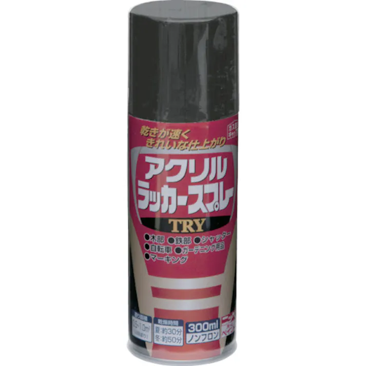 【CAINZ-DASH】ニッペホームプロダクツ アクリルラッカースプレーTRY 300ml つやなしブラック 222T004-300 4976124253638【別送品】