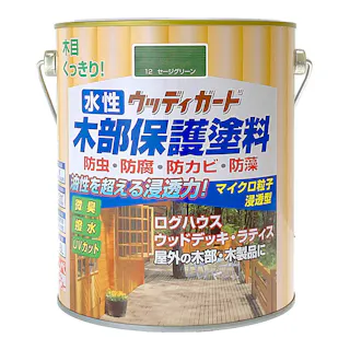 水性ウッディガード 木部保護塗料 セージグリーン 1.6L
