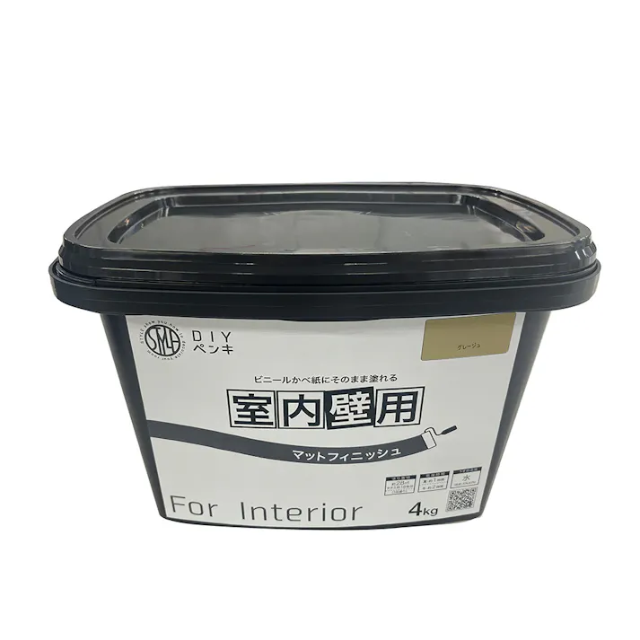 室内かべ用塗料 STYLE DIYペンキマットフィニッシュ 室内壁用 グレージュ 4kg