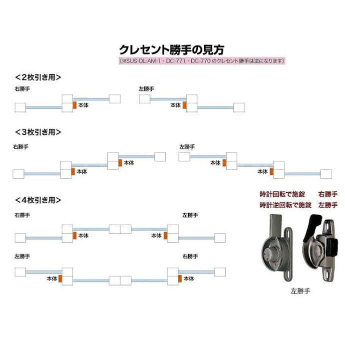 YKKクレセント錠 大R 右勝手 ダブルロック